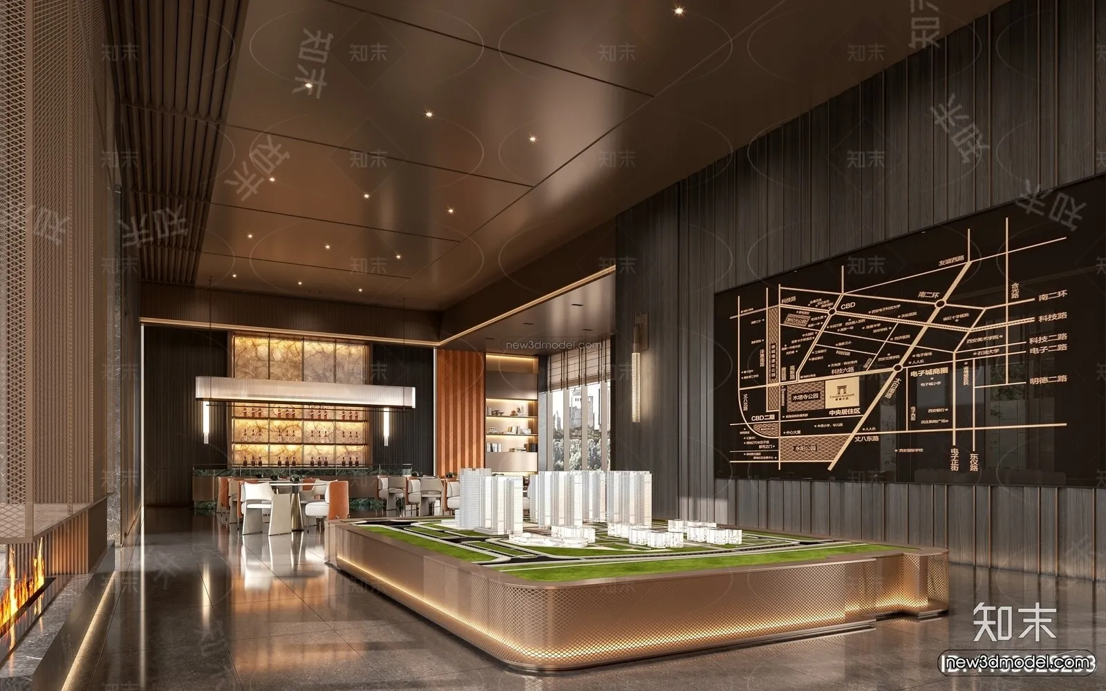 Modern Style Interior 3D Blocks and 3D Models – Lobby 3D Scene – 910 – CORONA