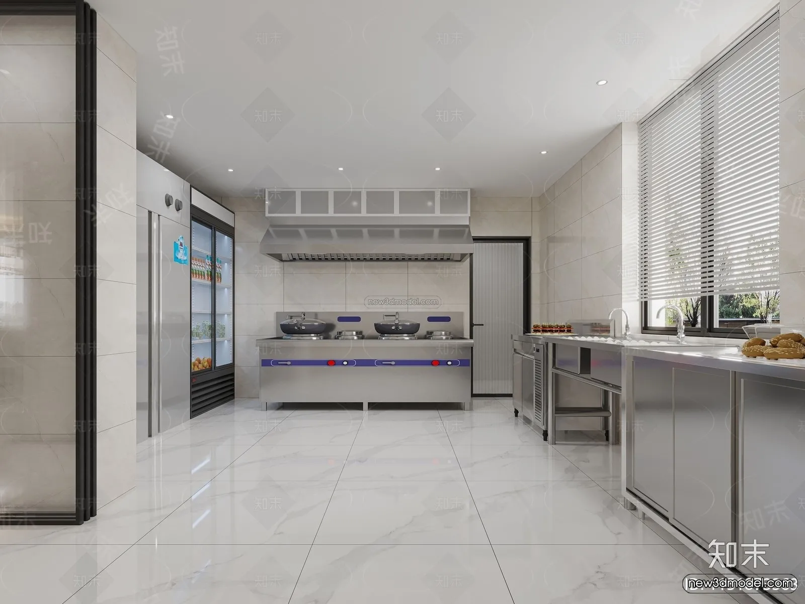 Modern Style Interior 3D Blocks and 3D Models – Restaurant Kitchen 3D Scene – 892 – CORONA