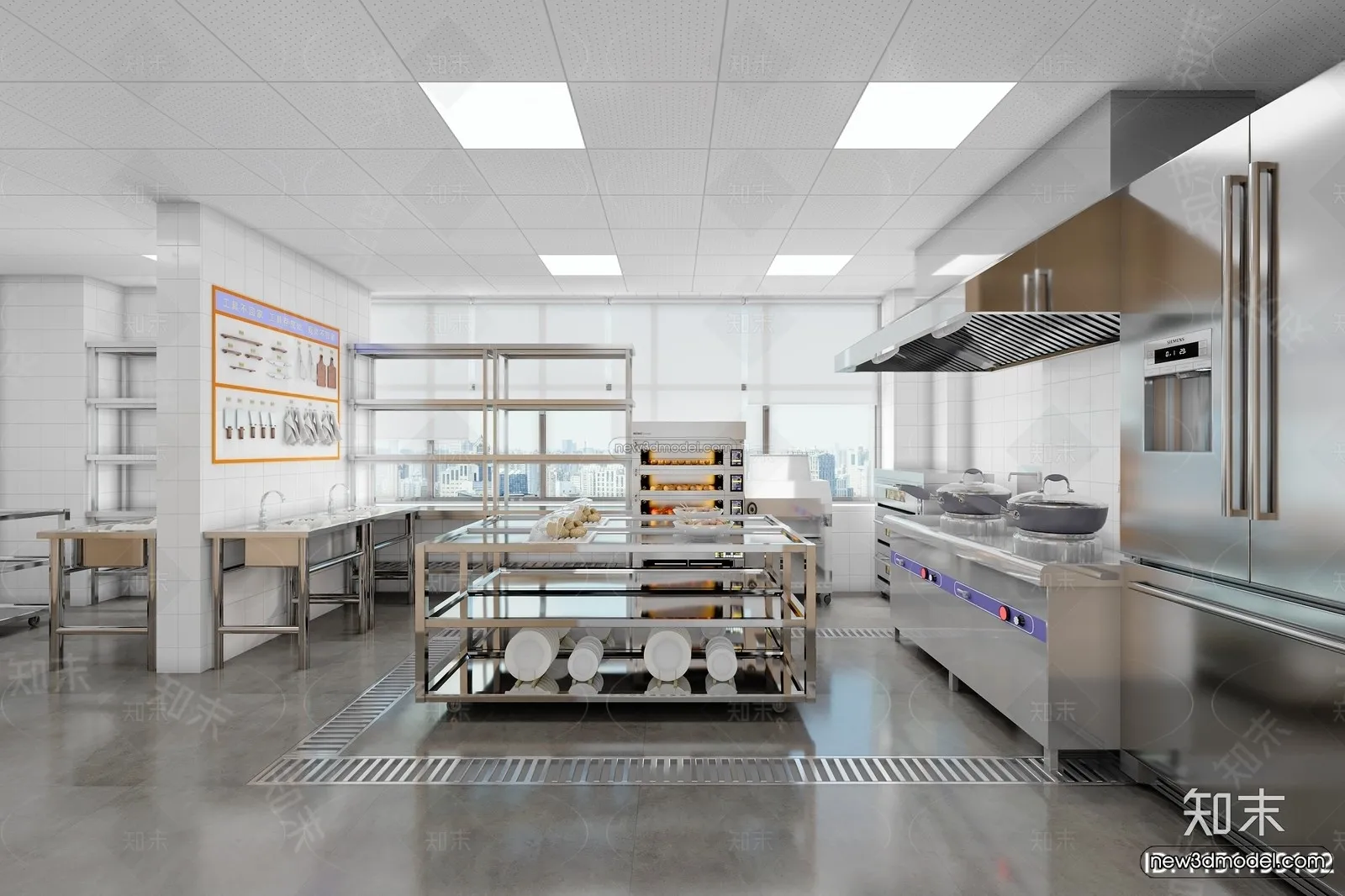 Modern Style Interior 3D Blocks and 3D Models – Restaurant Kitchen 3D Scene – 894 – CORONA