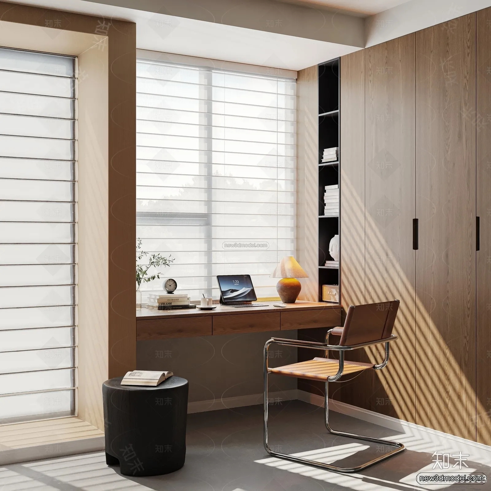 Modern Style Interior 3D Blocks and 3D Models – Study Room 3D Scene – 704 – CORONA