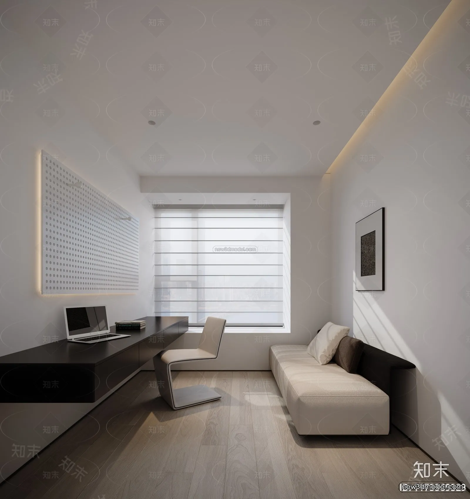 Modern Style Interior 3D Blocks and 3D Models – Study Room 3D Scene – 705 – CORONA