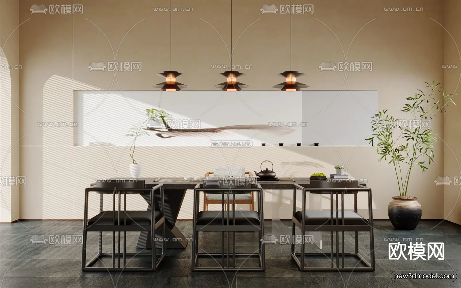 Modern Style Interior 3D Blocks and 3D Models – Tearoom 3D Scene – 713 – CORONA