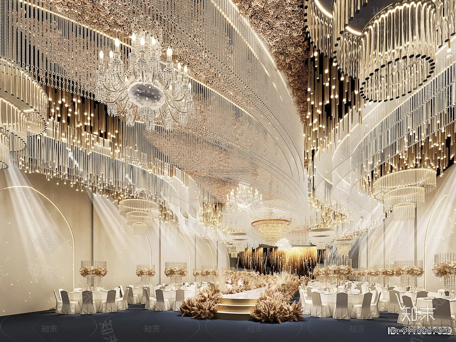 Modern Style Interior 3D Blocks and 3D Models – Wedding Hall 3D Scene – 912 – CORONA