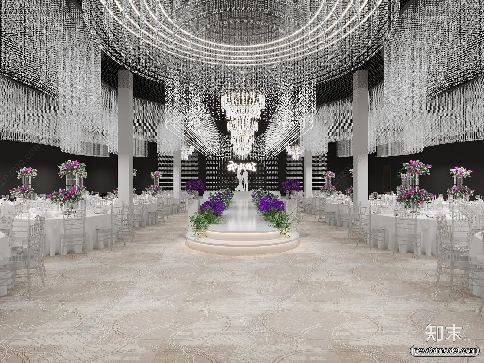 Modern Style Interior 3D Blocks and 3D Models – Wedding Hall 3D Scene – 913 – CORONA