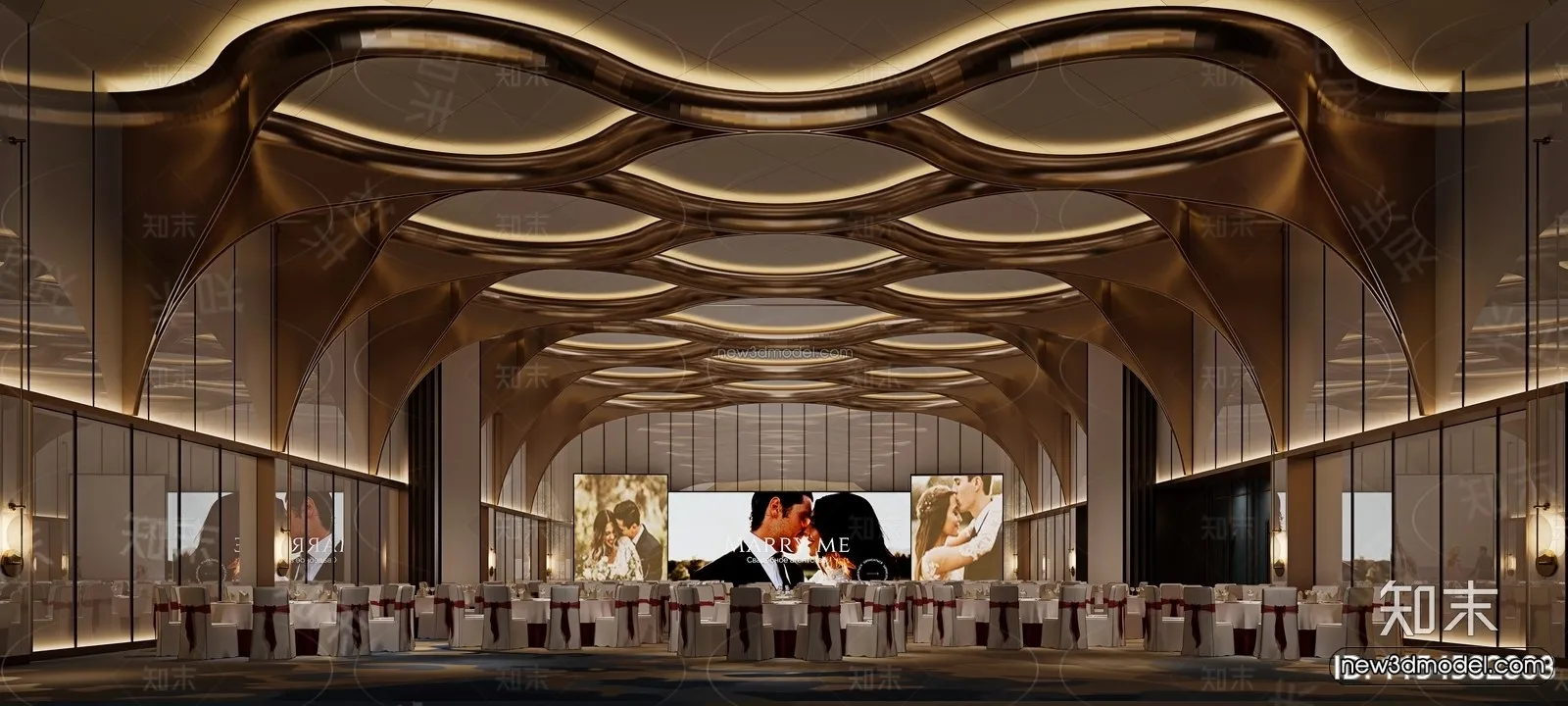 Modern Style Interior 3D Blocks and 3D Models – Wedding Hall 3D Scene – 914 – CORONA