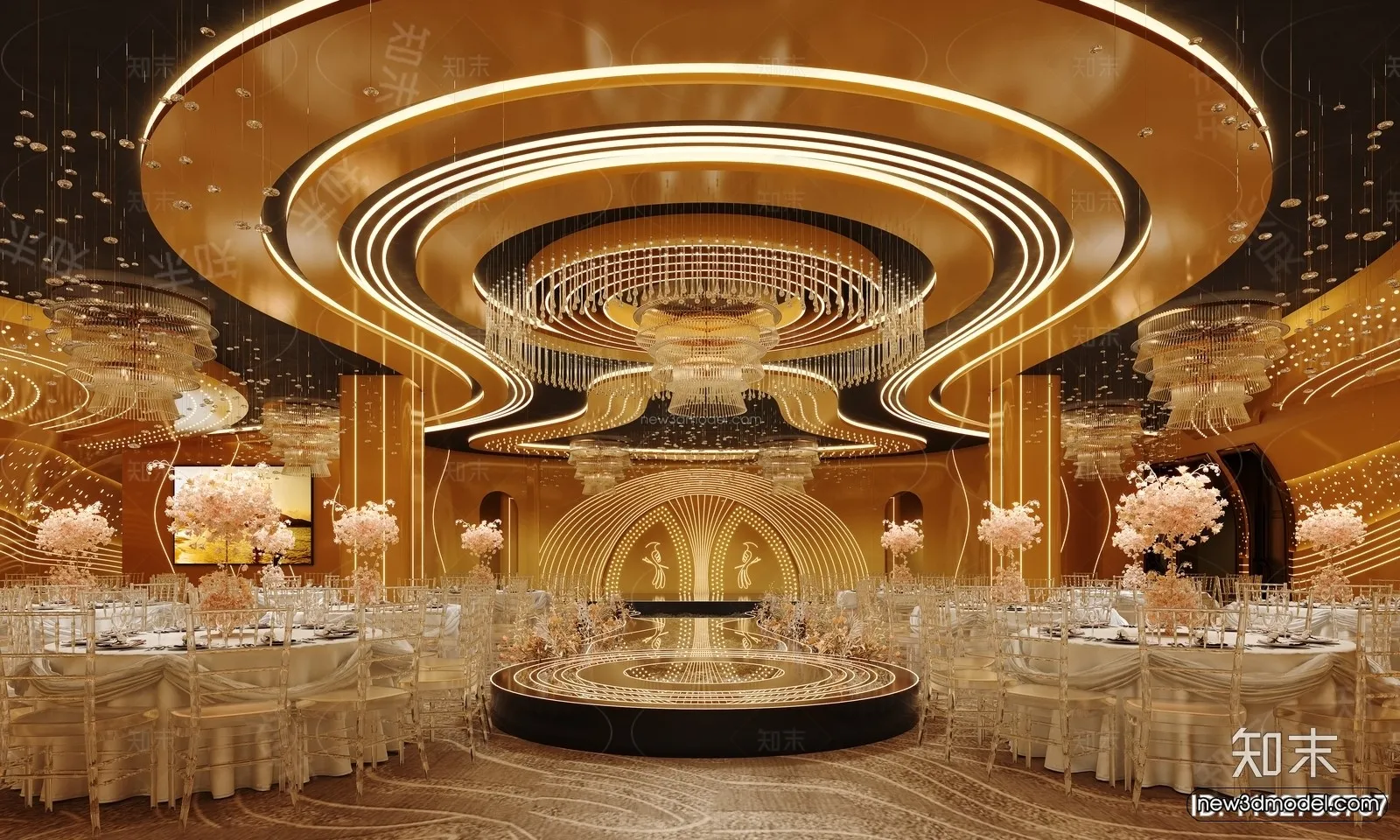 Modern Style Interior 3D Blocks and 3D Models – Wedding Hall 3D Scene – 915 – CORONA