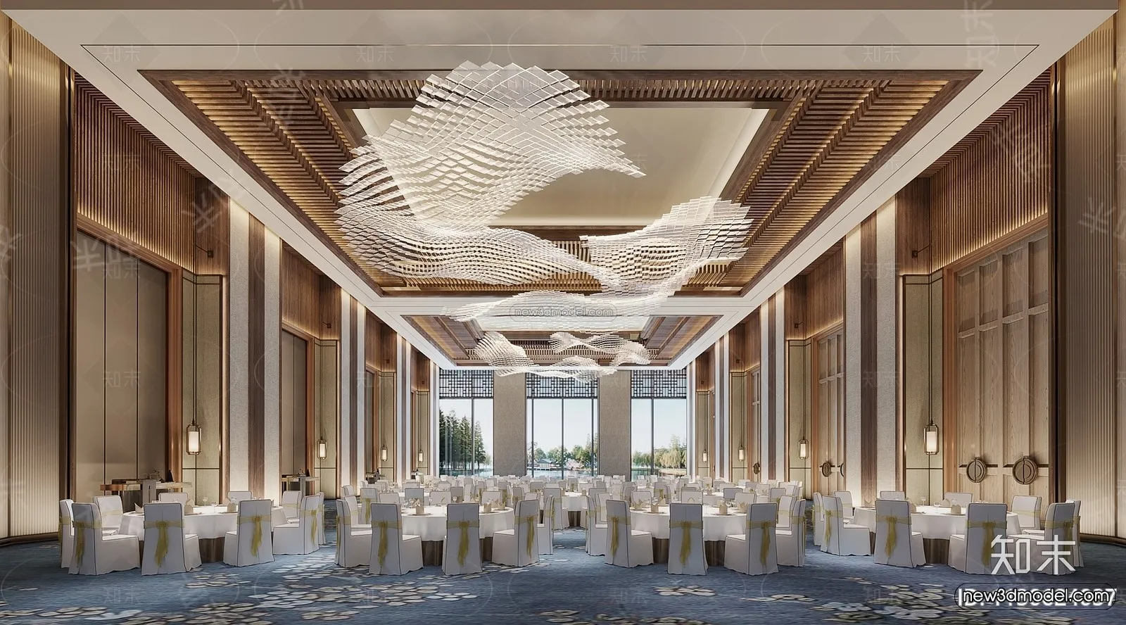 Modern Style Interior 3D Blocks and 3D Models – Wedding Hall 3D Scene – 917 – CORONA