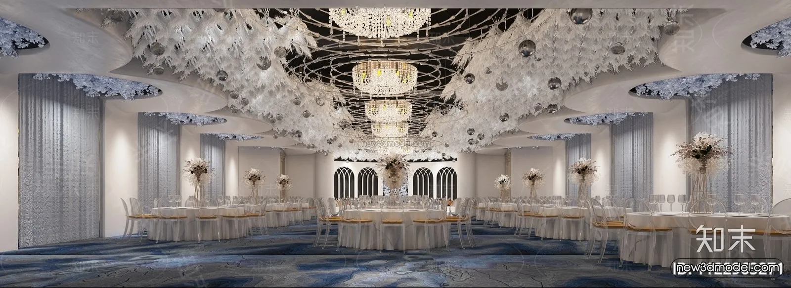 Modern Style Interior 3D Blocks and 3D Models – Wedding Hall 3D Scene – 920 – CORONA