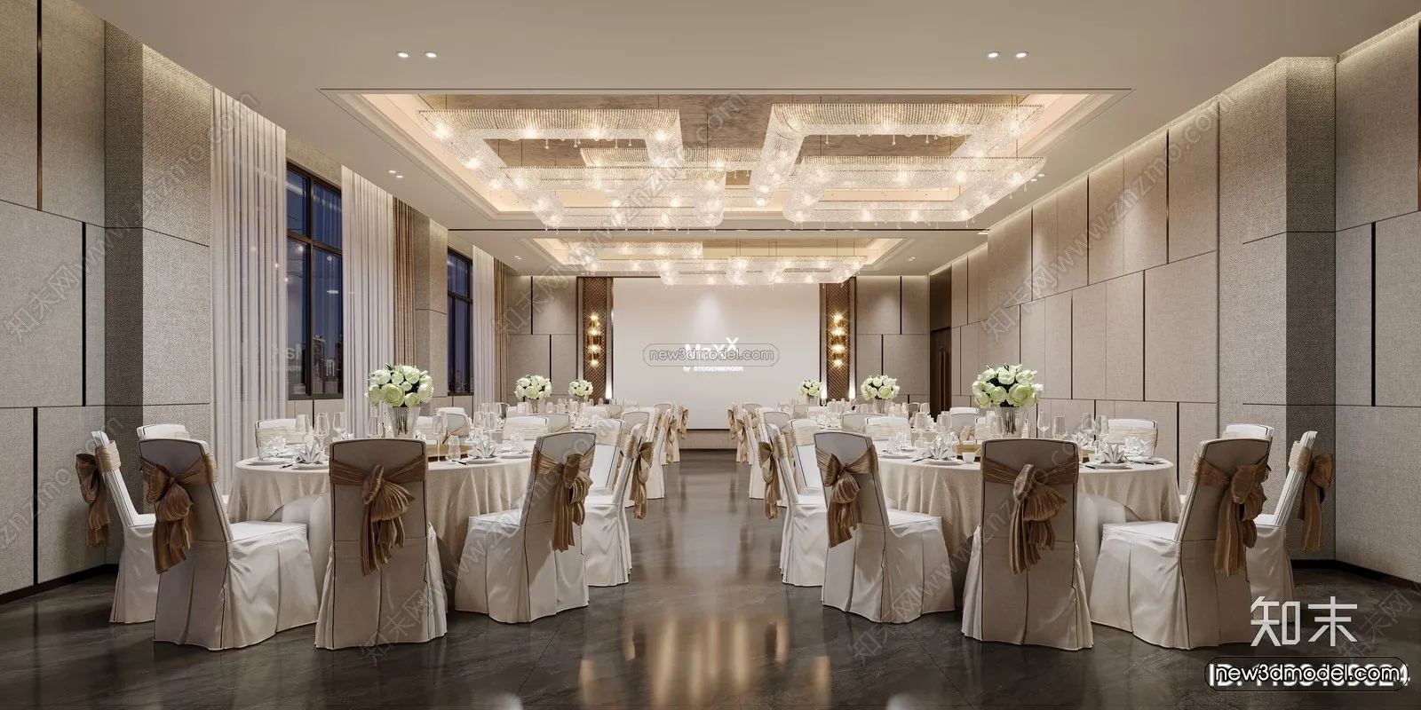 Modern Style Interior 3D Blocks and 3D Models – Wedding Hall 3D Scene – 927 – CORONA