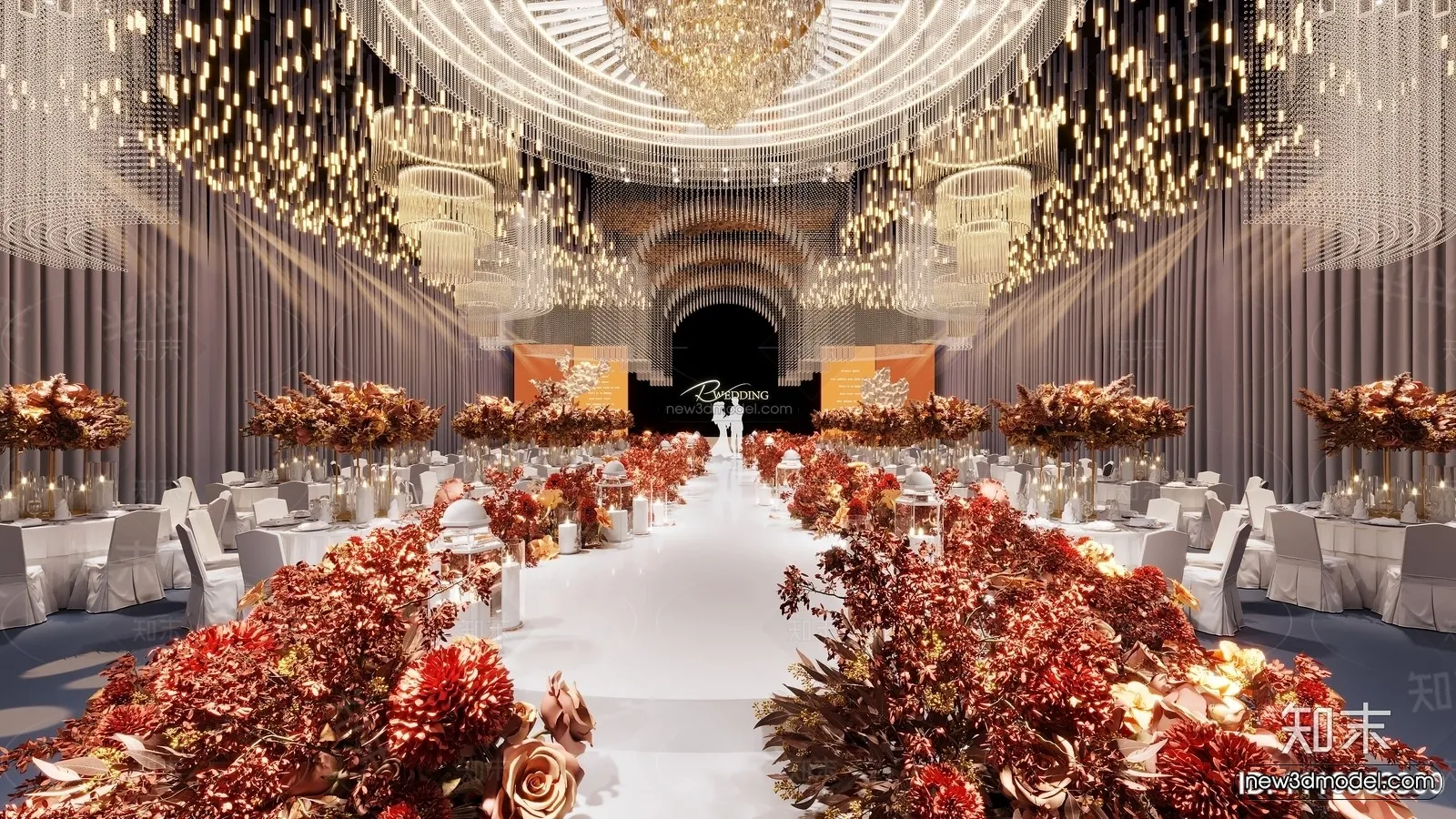 Modern Style Interior 3D Blocks and 3D Models – Wedding Hall 3D Scene – 928 – CORONA