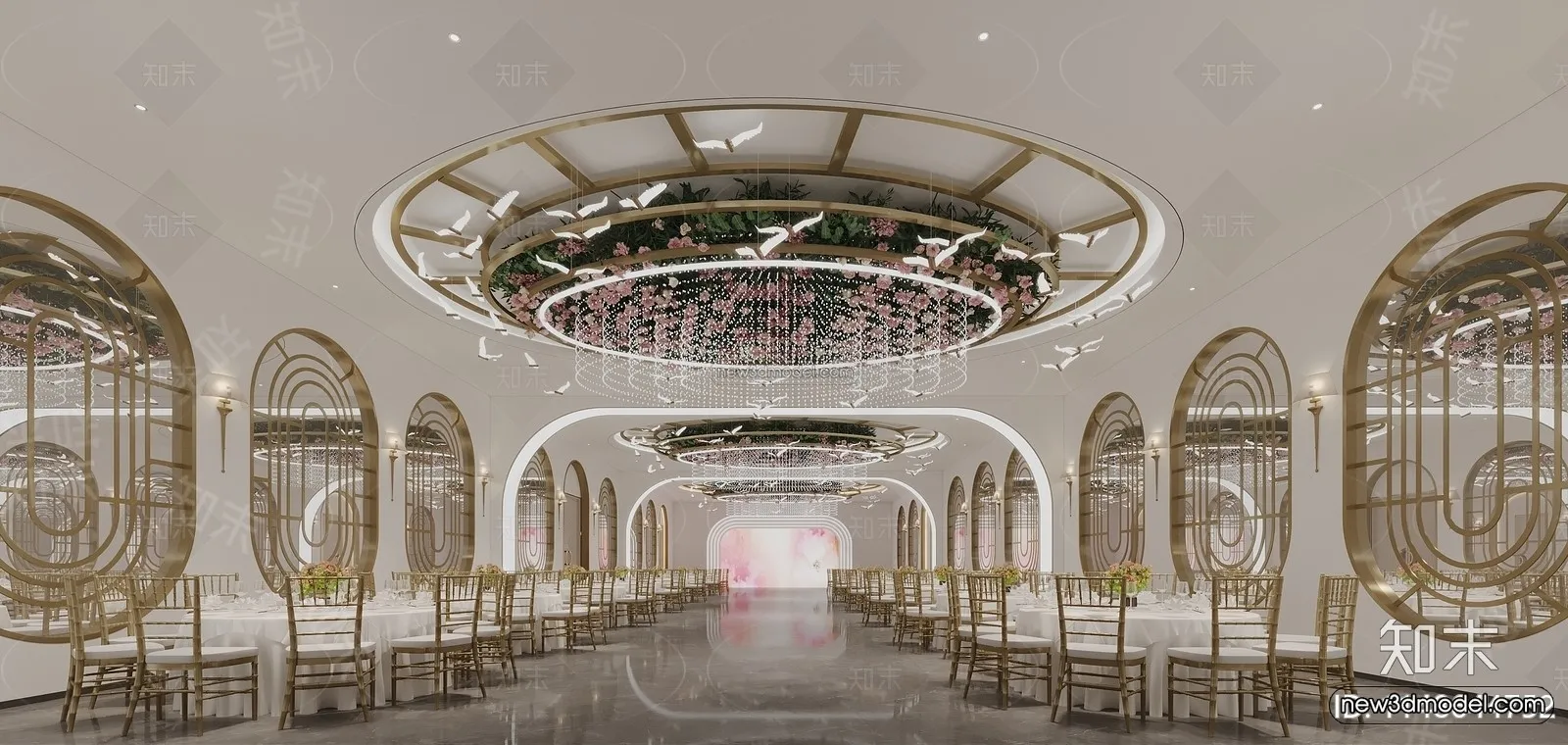 Modern Style Interior 3D Blocks and 3D Models – Wedding Hall 3D Scene – 929 – CORONA