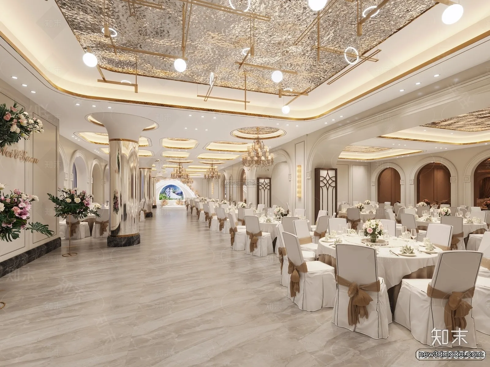 Modern Style Interior 3D Blocks and 3D Models – Wedding Hall 3D Scene – 931 – CORONA