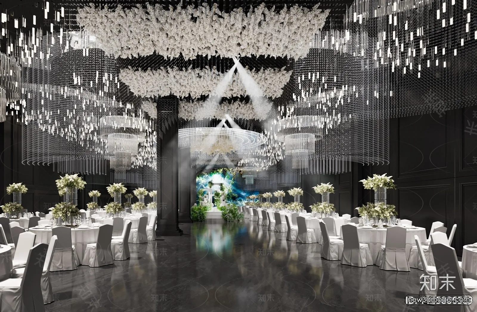 Modern Style Interior 3D Blocks and 3D Models – Wedding Hall 3D Scene – 932 – CORONA