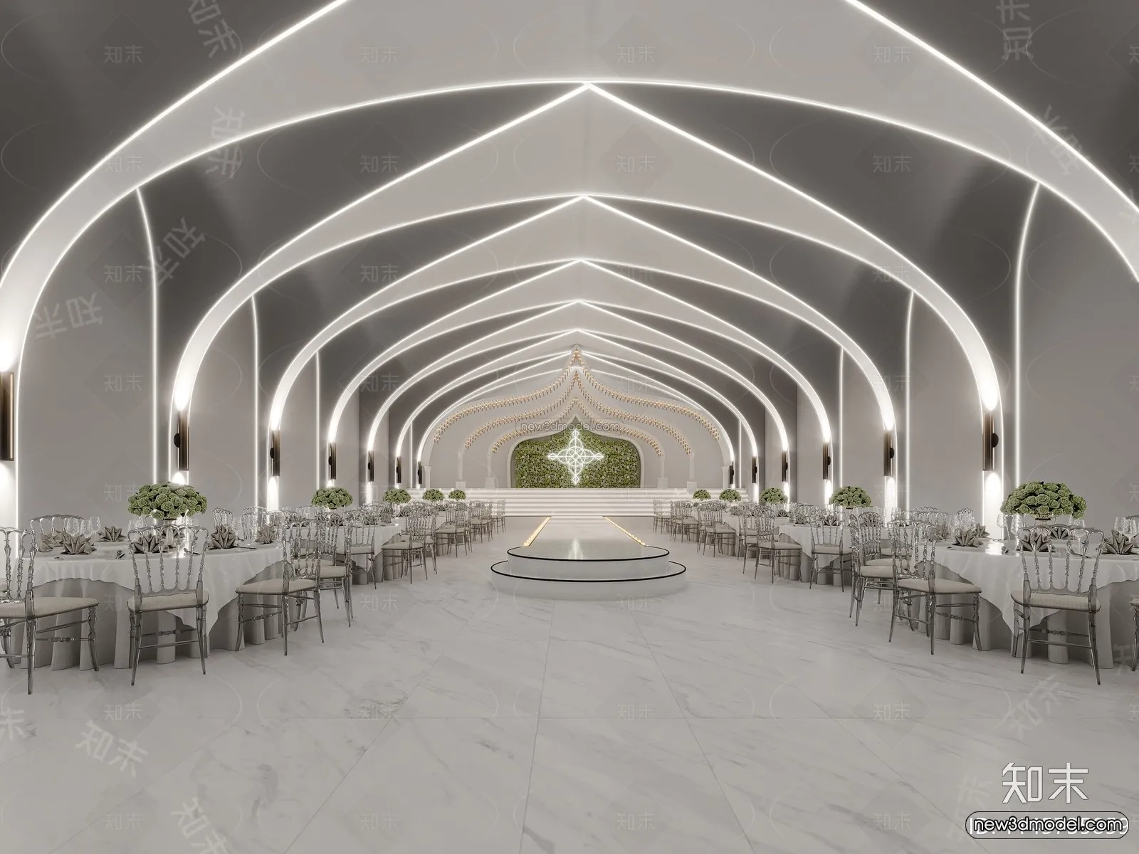 Modern Style Interior 3D Blocks and 3D Models – Wedding Hall 3D Scene – 933 – CORONA