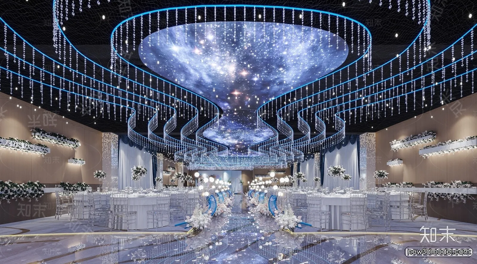 Modern Style Interior 3D Blocks and 3D Models – Wedding Hall 3D Scene – 934 – CORONA