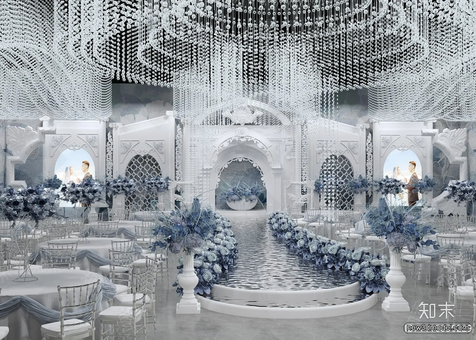 Modern Style Interior 3D Blocks and 3D Models – Wedding Hall 3D Scene – 935 – CORONA