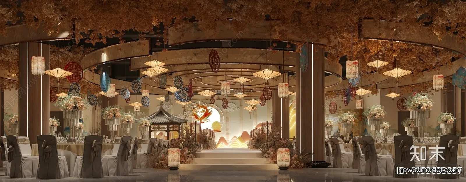 Modern Style Interior 3D Blocks and 3D Models – Wedding Hall 3D Scene – 945 – CORONA