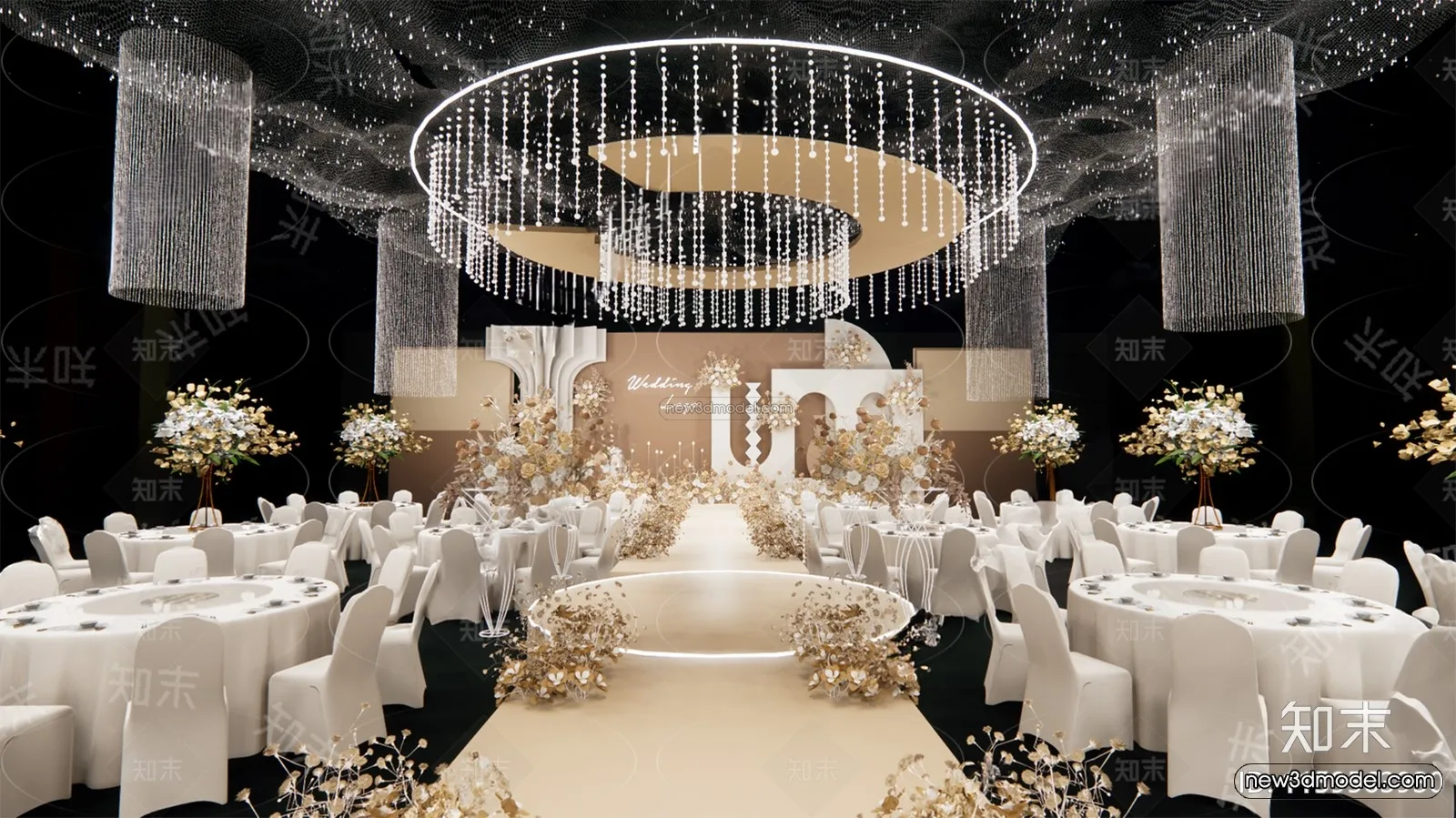 Modern Style Interior 3D Blocks and 3D Models – Wedding Hall 3D Scene – 946 – CORONA