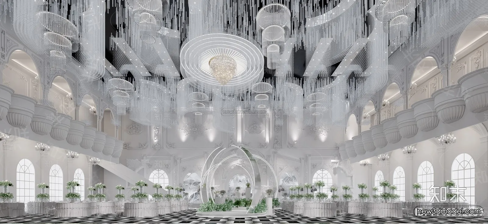 Modern Style Interior 3D Blocks and 3D Models – Wedding Hall 3D Scene – 953 – CORONA