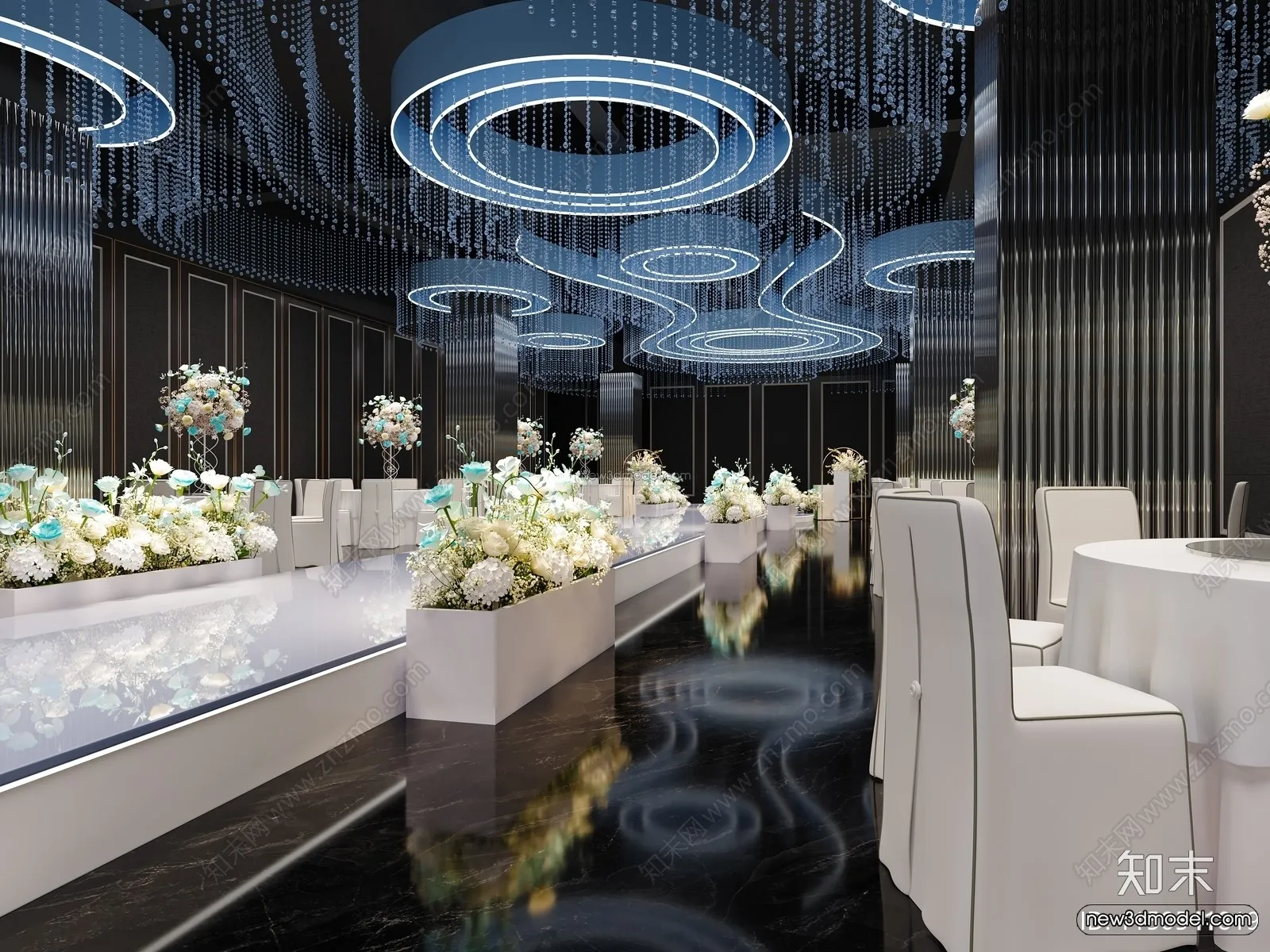 Modern Style Interior 3D Blocks and 3D Models – Wedding Hall 3D Scene – 956 – CORONA