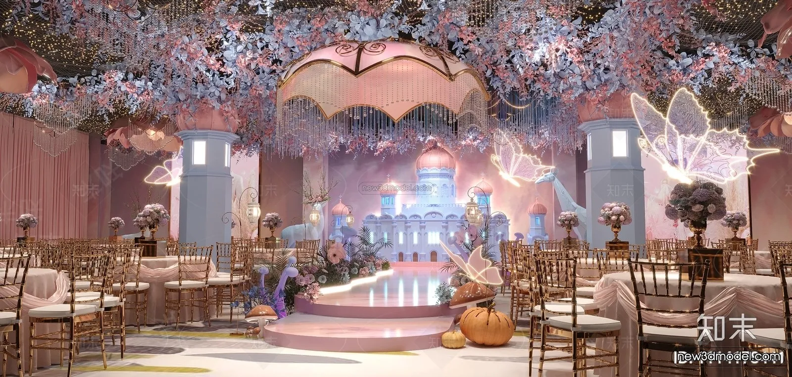 Modern Style Interior 3D Blocks and 3D Models – Wedding Hall 3D Scene – 959 – CORONA