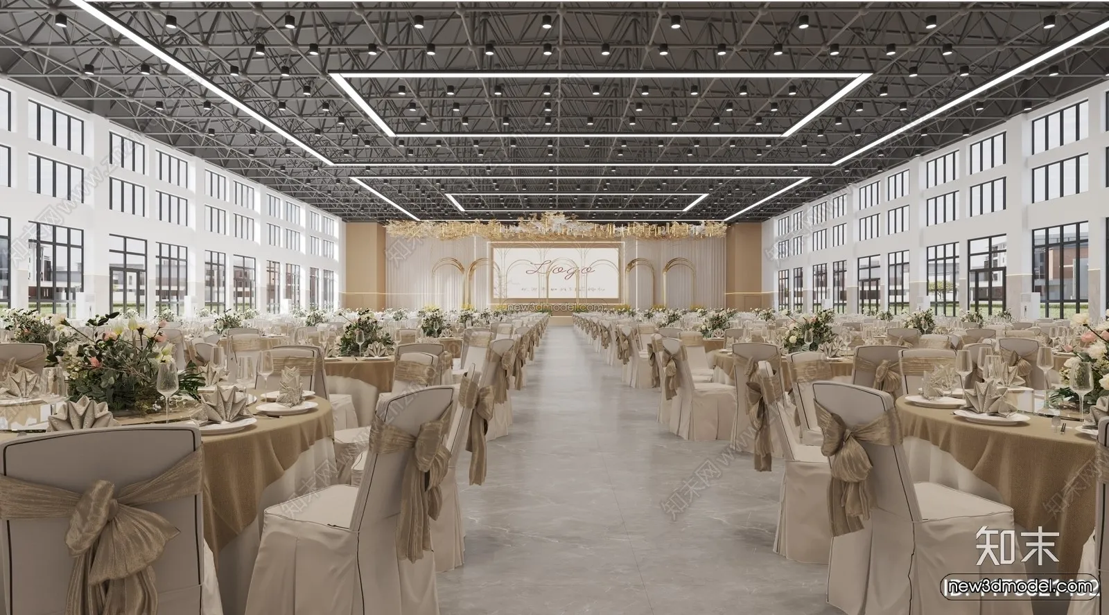 Modern Style Interior 3D Blocks and 3D Models – Wedding Hall 3D Scene – 962 – CORONA