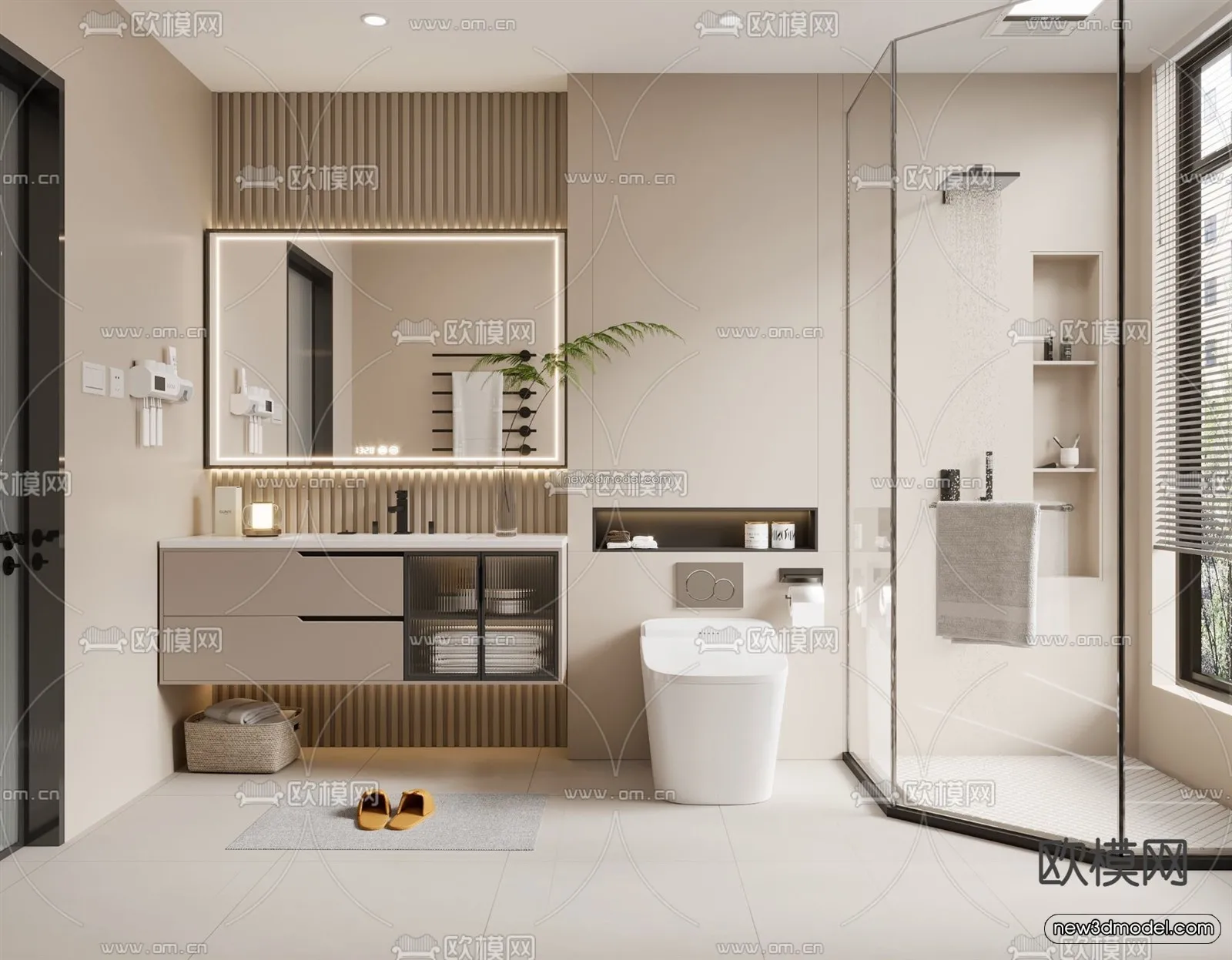 Modern Style Interior 3D Blocks – Bathroom 3D Model – 268 – VRAY