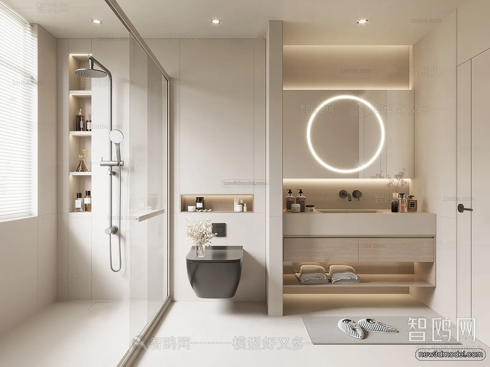 Modern Style Interior 3D Blocks – Bathroom 3D Model – 269 – VRAY