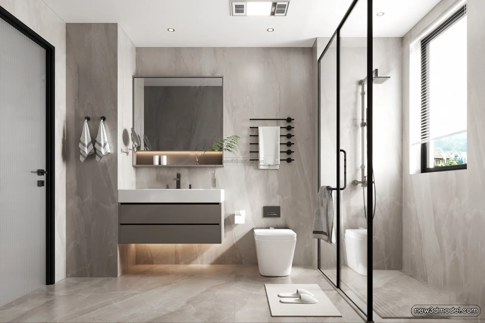 Modern Style Interior 3D Blocks – Bathroom 3D Model – 270 – VRAY