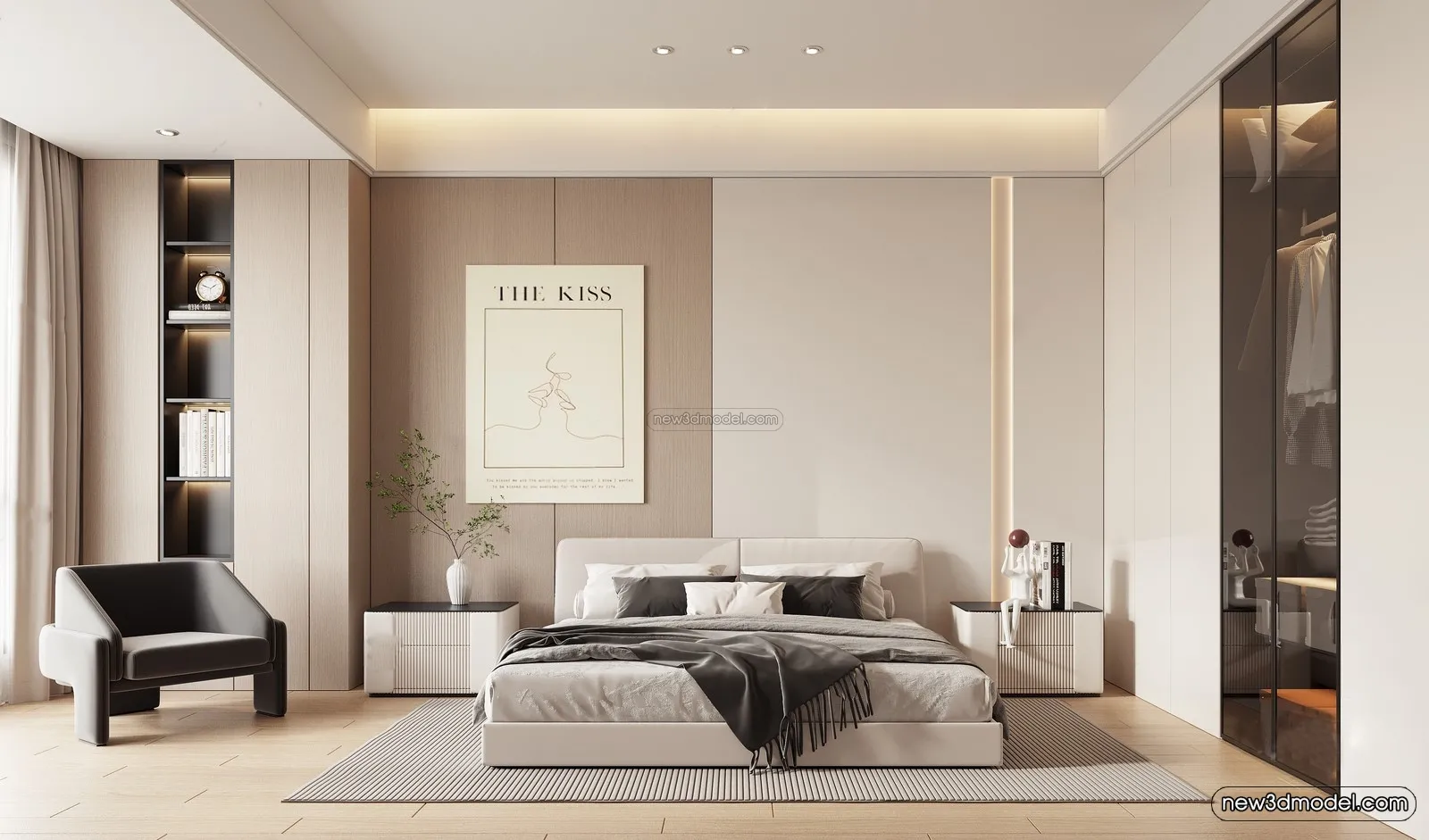 Modern Style Interior 3D Blocks – Bedroom 3D Model – 169 – VRAY
