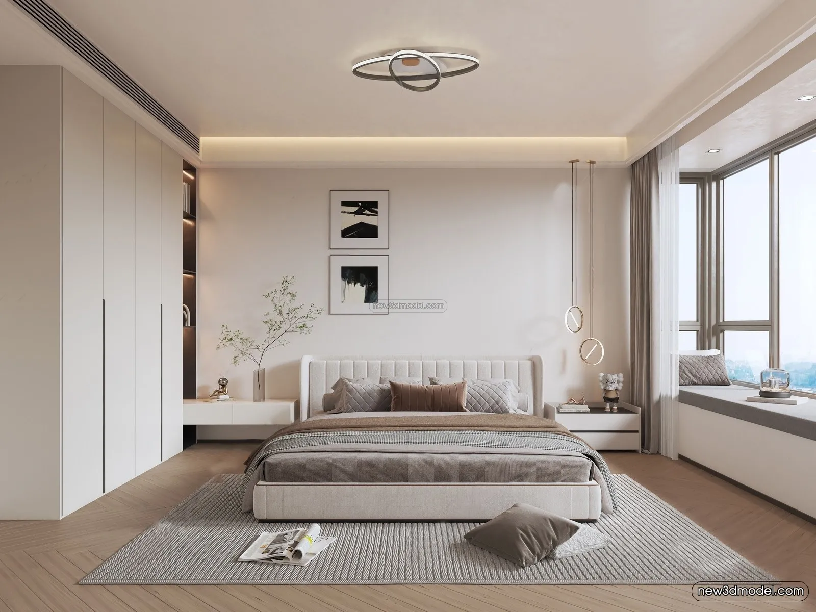 Modern Style Interior 3D Blocks – Bedroom 3D Model – 170 – VRAY