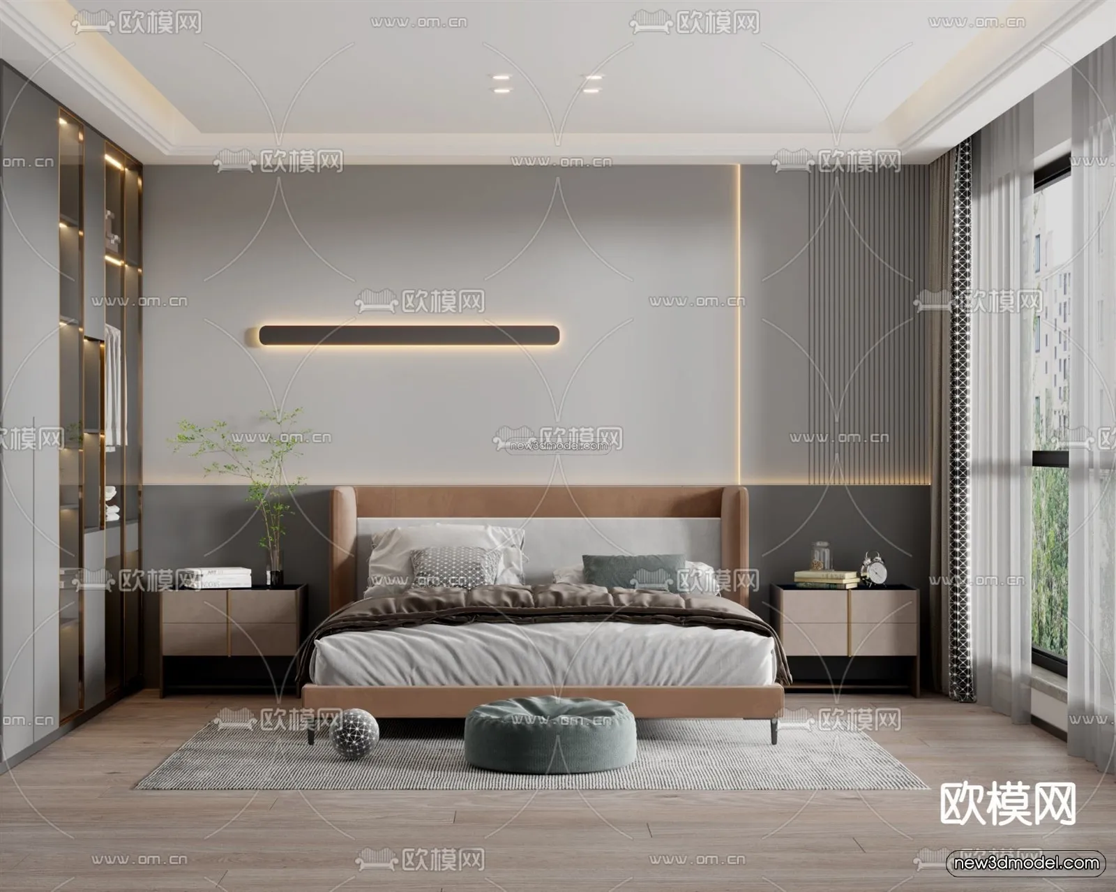 Modern Style Interior 3D Blocks – Bedroom 3D Model – 171 – VRAY