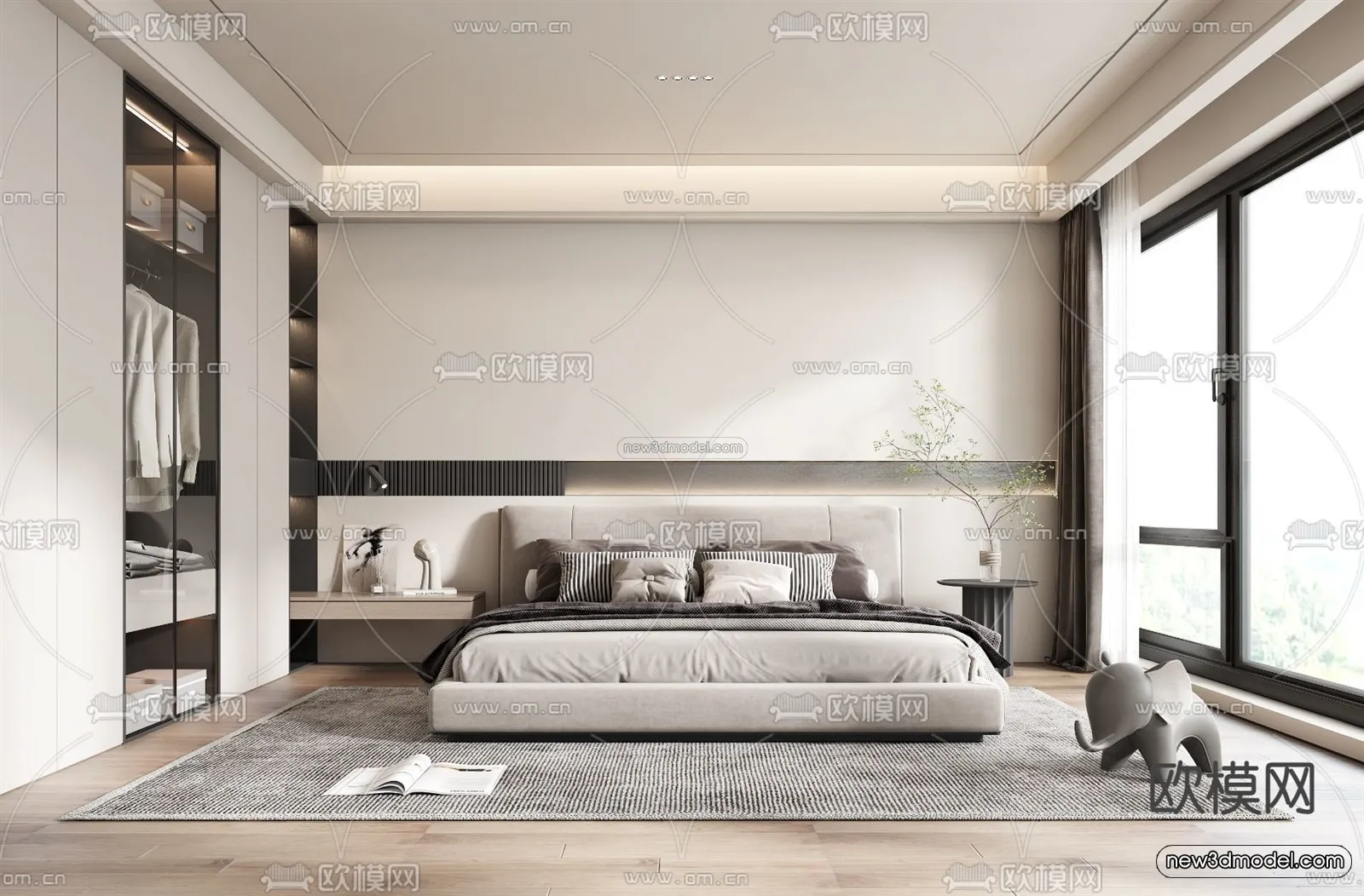 Modern Style Interior 3D Blocks – Bedroom 3D Model – 173 – VRAY