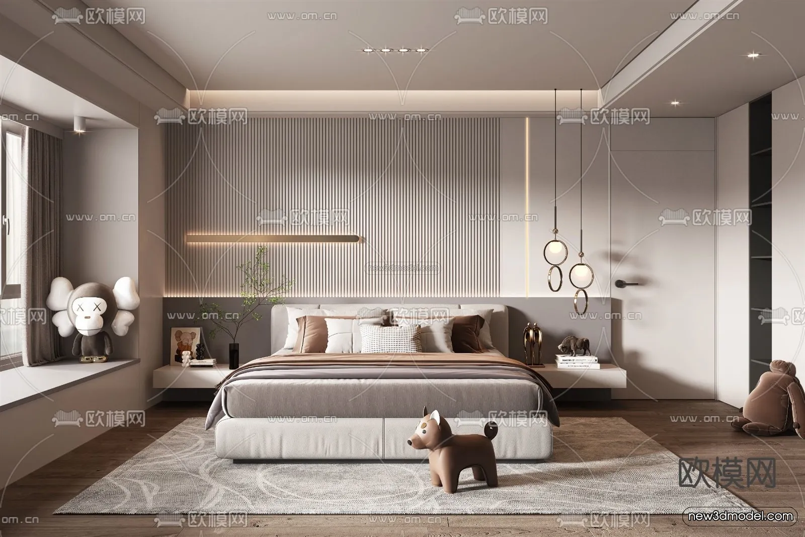 Modern Style Interior 3D Blocks – Bedroom 3D Model – 175 – VRAY