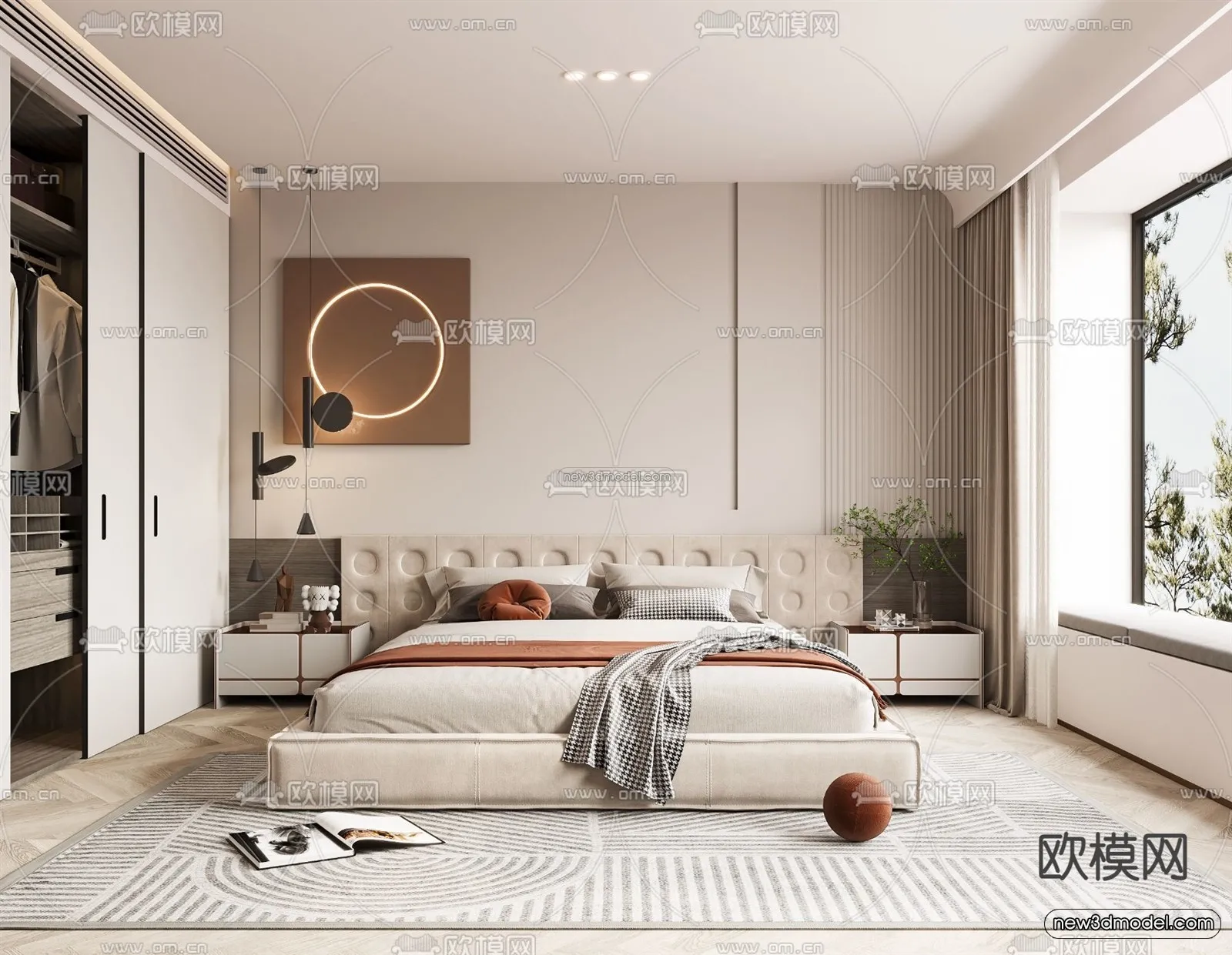 Modern Style Interior 3D Blocks – Bedroom 3D Model – 176 – VRAY