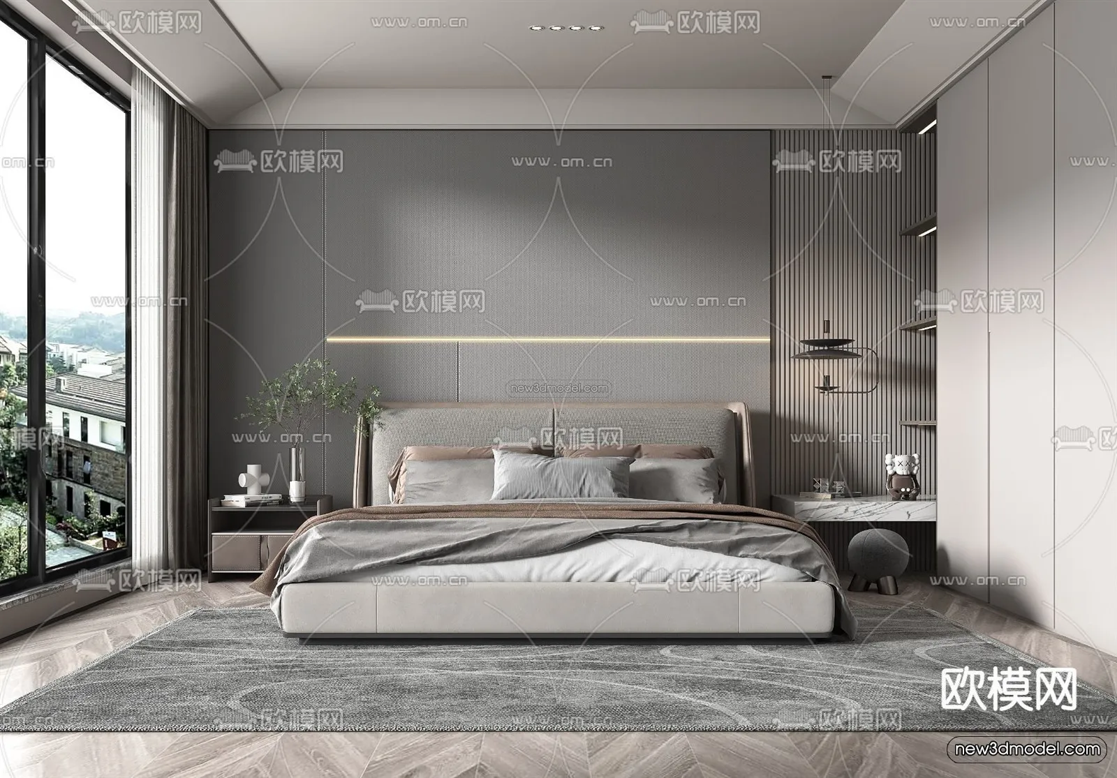 Modern Style Interior 3D Blocks – Bedroom 3D Model – 177 – VRAY