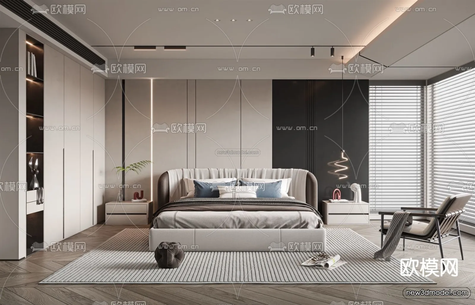 Modern Style Interior 3D Blocks – Bedroom 3D Model – 178 – VRAY