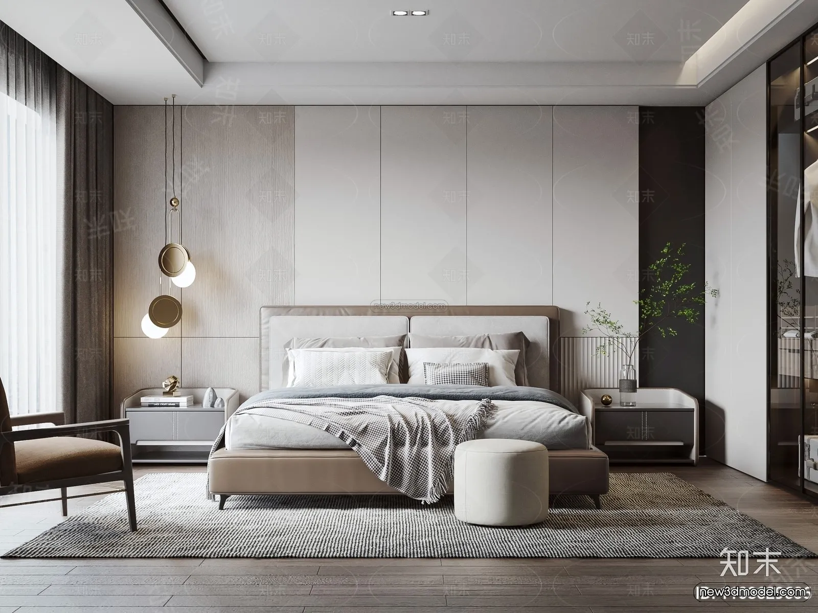 Modern Style Interior 3D Blocks – Bedroom 3D Model – 180 – VRAY