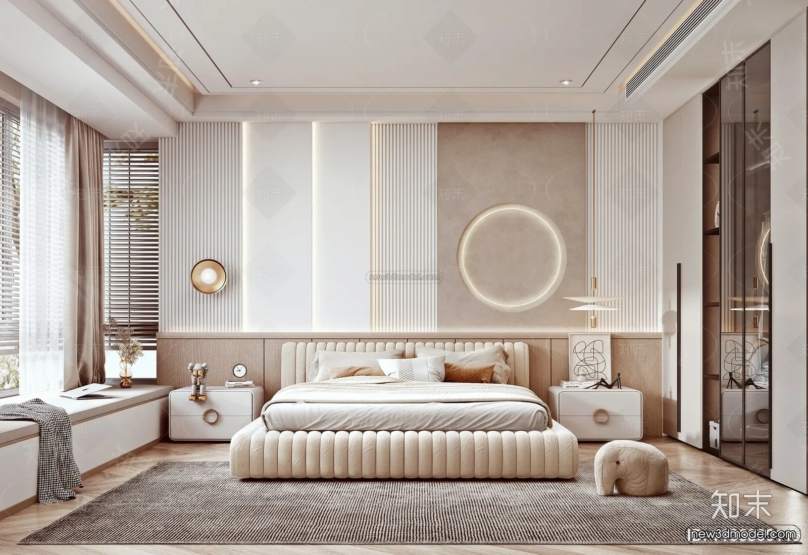 Modern Style Interior 3D Blocks – Bedroom 3D Model – 182 – VRAY