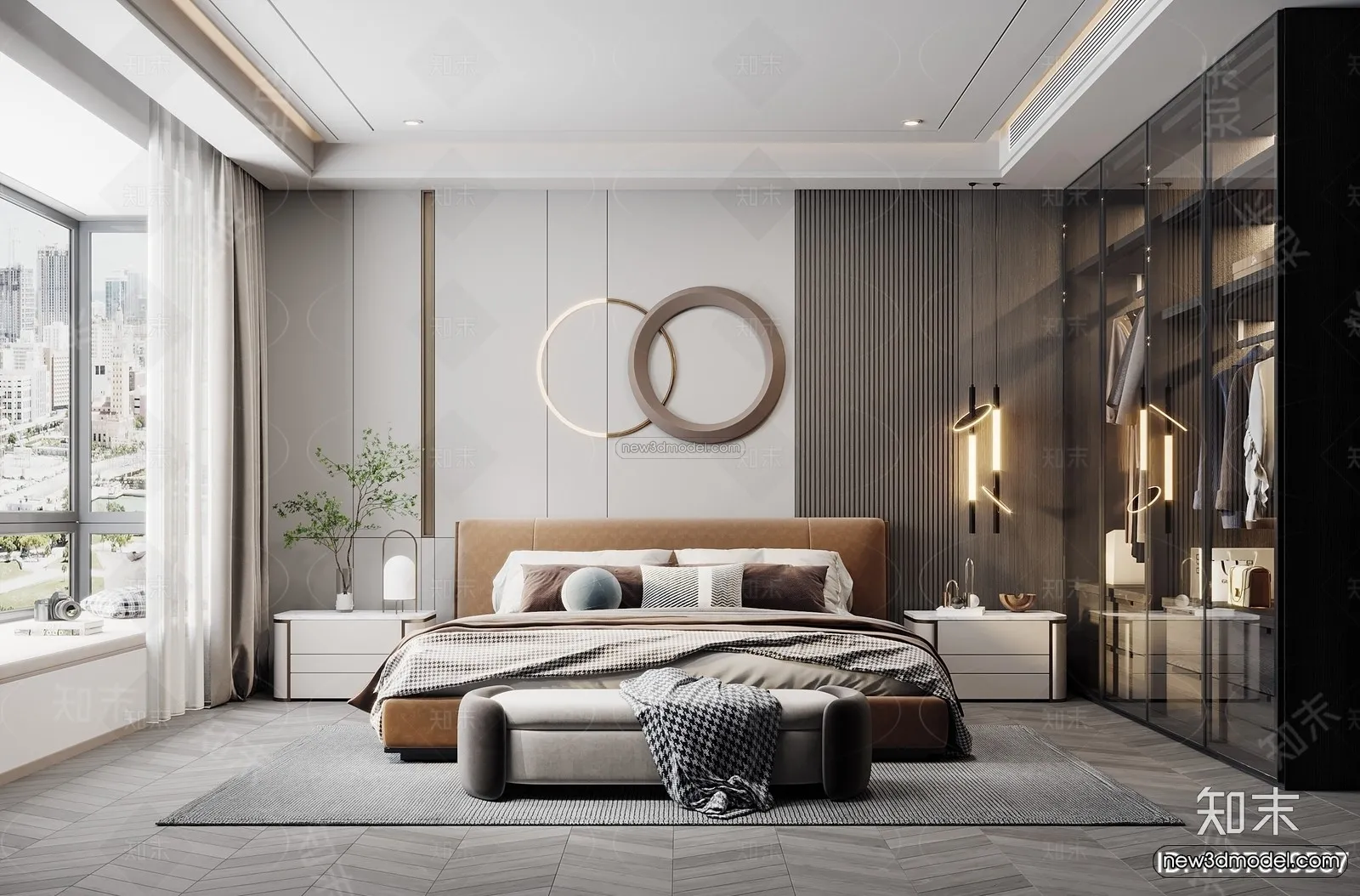 Modern Style Interior 3D Blocks – Bedroom 3D Model – 183 – VRAY