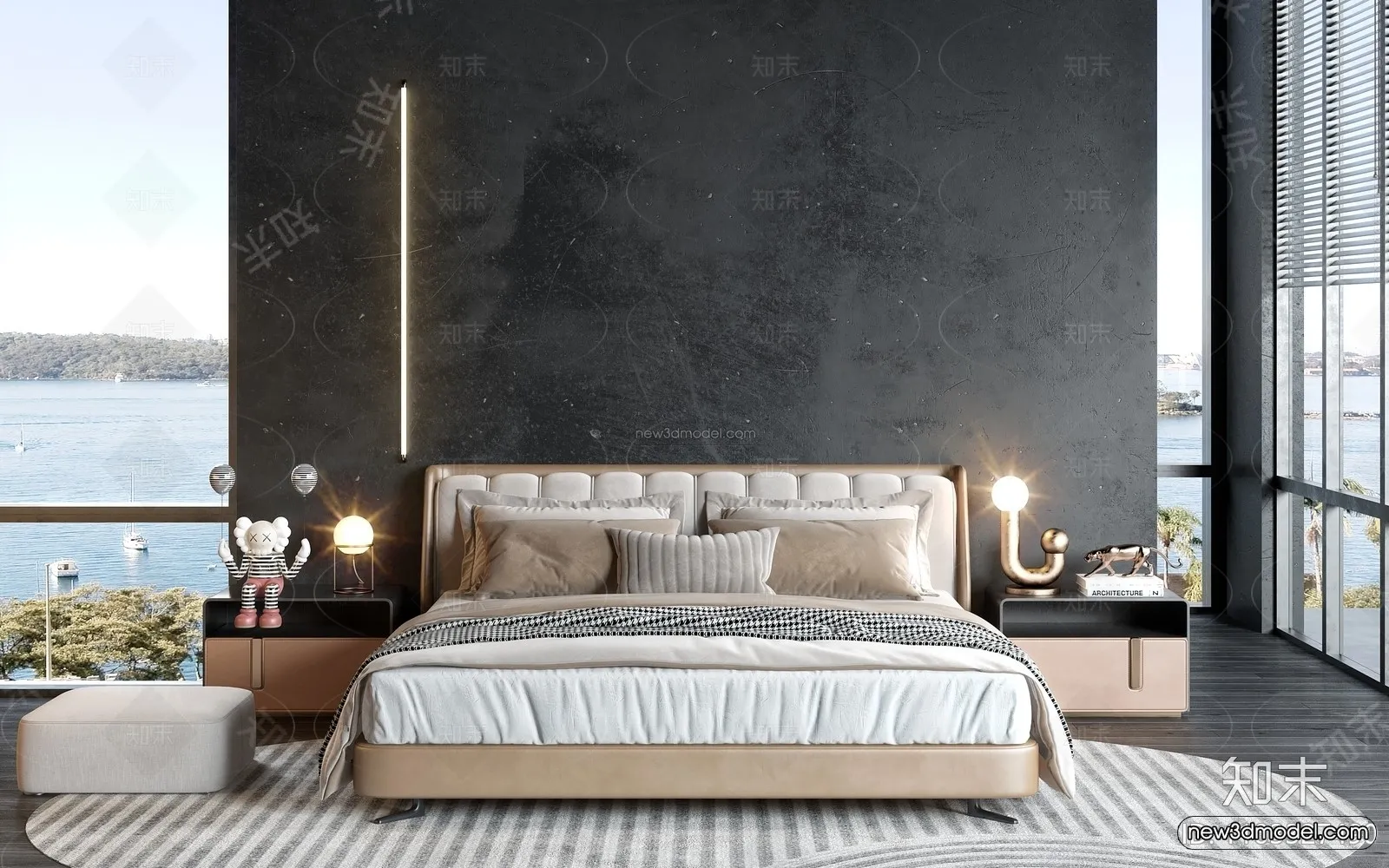 Modern Style Interior 3D Blocks – Bedroom 3D Model – 189 – VRAY