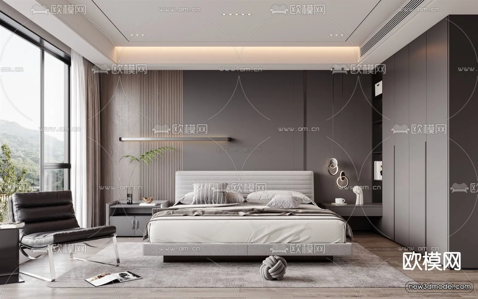 Modern Style Interior 3D Blocks – Bedroom 3D Model – 190 – VRAY