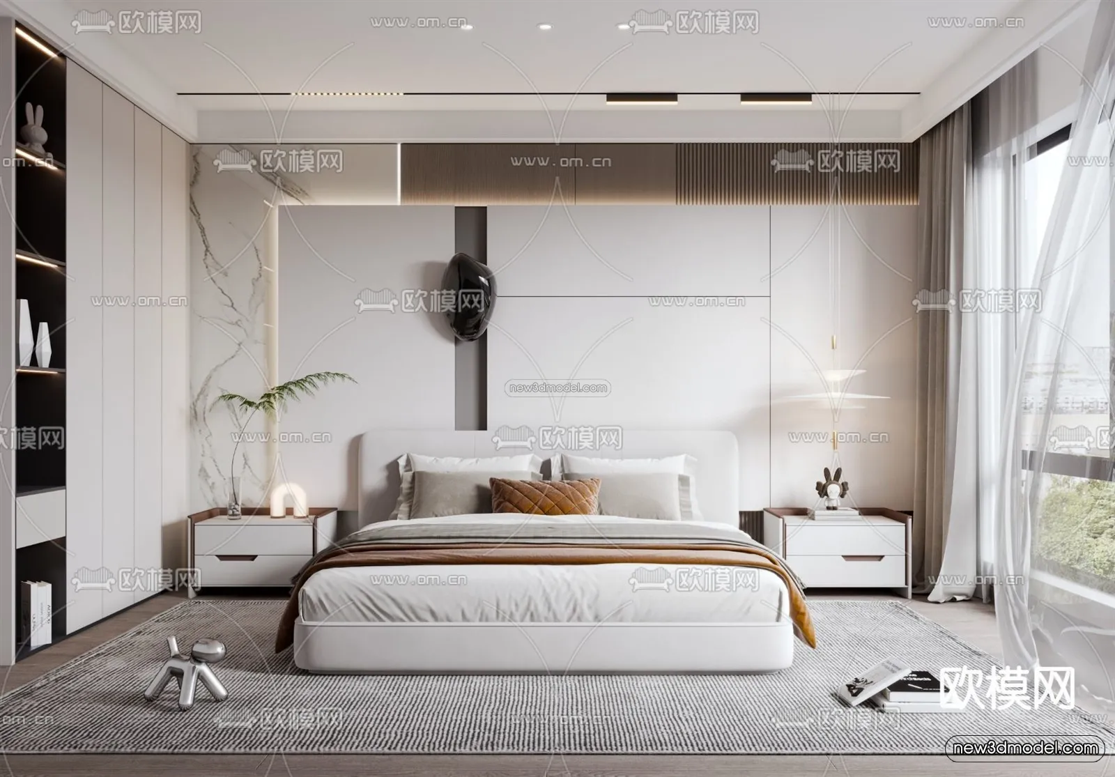 Modern Style Interior 3D Blocks – Bedroom 3D Model – 191 – VRAY