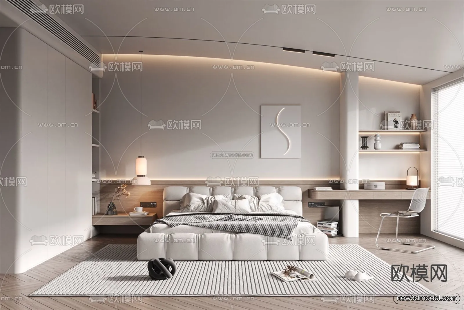 Modern Style Interior 3D Blocks – Bedroom 3D Model – 192 – VRAY