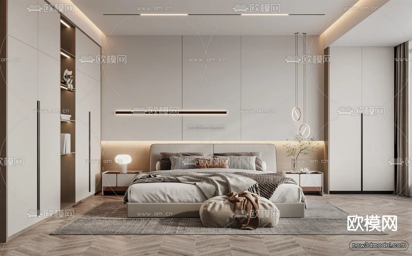 Modern Style Interior 3D Blocks – Bedroom 3D Model – 194 – VRAY