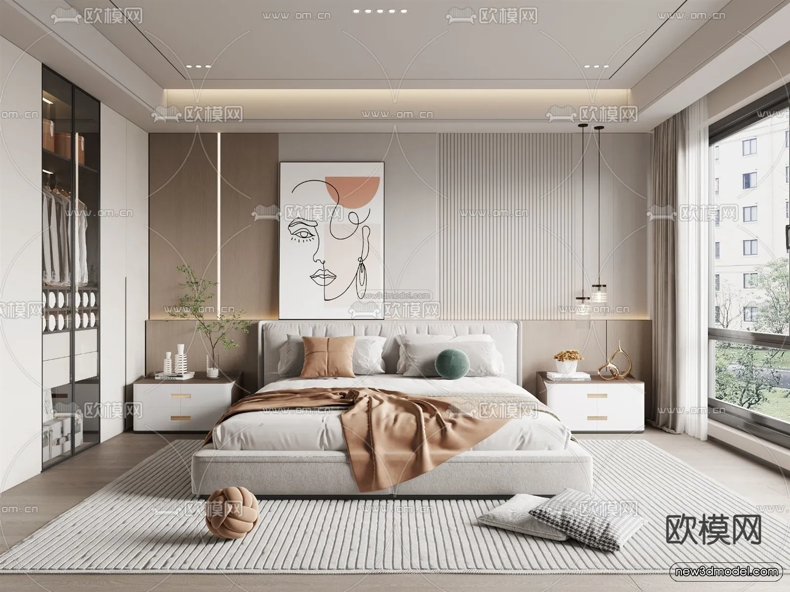 Modern Style Interior 3D Blocks – Bedroom 3D Model – 195 – VRAY