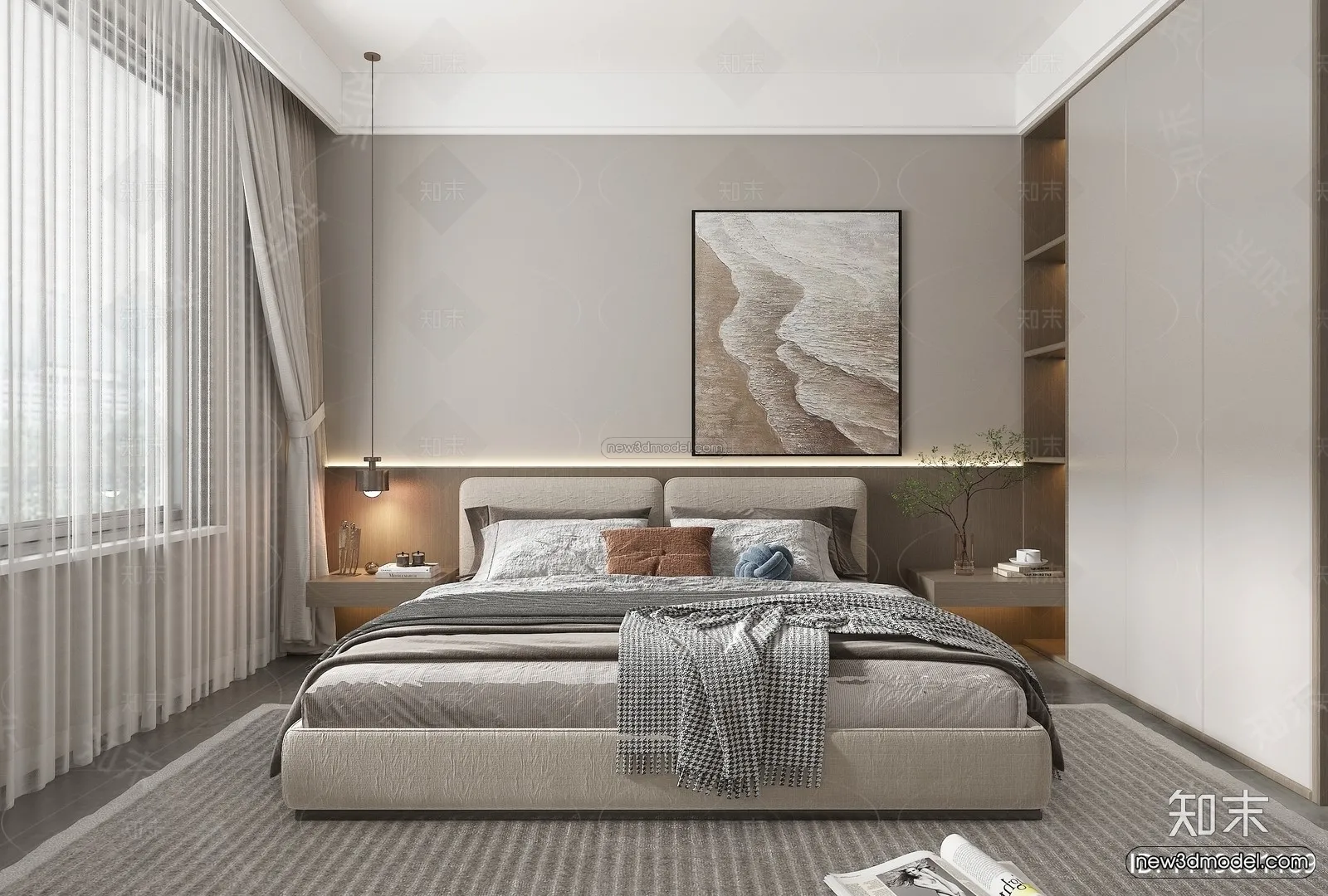 Modern Style Interior 3D Blocks – Bedroom 3D Model – 196 – VRAY