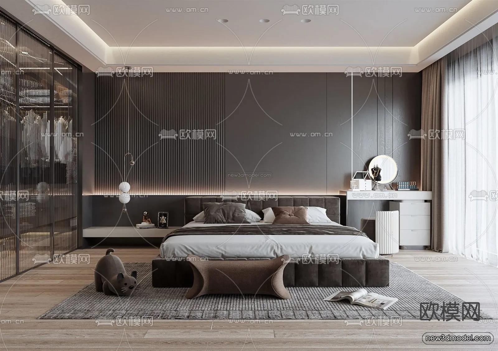 Modern Style Interior 3D Blocks – Bedroom 3D Model – 199 – VRAY