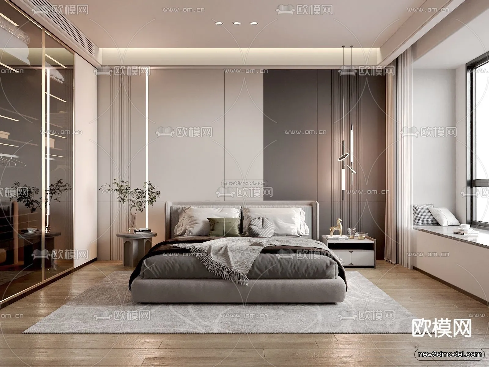 Modern Style Interior 3D Blocks – Bedroom 3D Model – 200 – VRAY