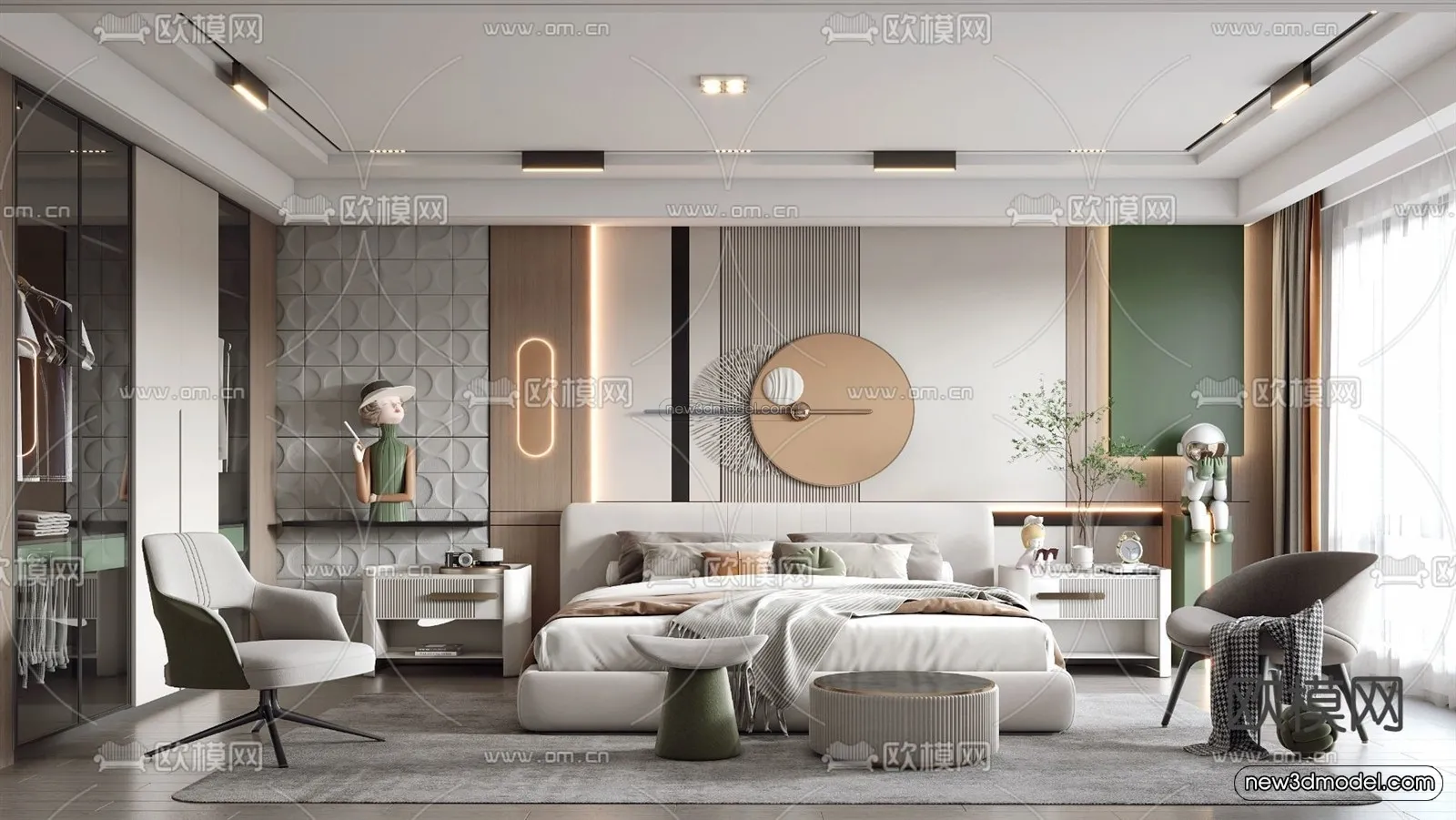 Modern Style Interior 3D Blocks – Bedroom 3D Model – 202 – VRAY